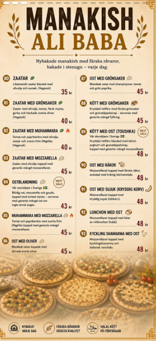 Originalmeny för manakish