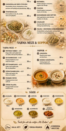 Originalmeny för meze och soppor